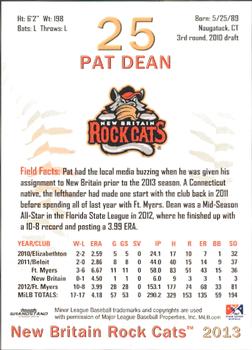 2013 Grandstand New Britain Rock Cats #NNO Pat Dean Back