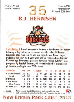 2013 Grandstand New Britain Rock Cats #NNO B.J. Hermsen Back