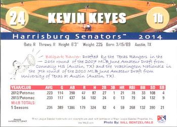 2014 Grandstand Harrisburg Senators #15 Kevin Keyes Back