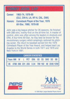 1995 Sonic Baseball Greats #NNO Tommy John Back
