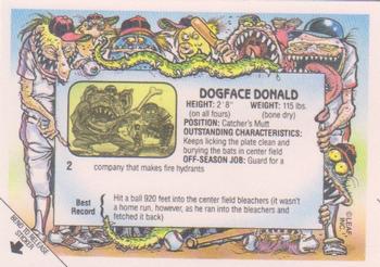 1988 Leaf Baseball's Greatest Grossouts #2 Dogface Donald Back