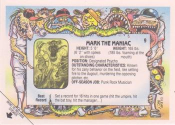 1988 Leaf Baseball's Greatest Grossouts #9 Mark The Maniac Back