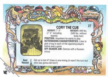 1988 Leaf Baseball's Greatest Grossouts #27 Cory the Cub Back