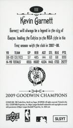2009 Upper Deck Goodwin Champions - Mini Foil #111 Kevin Garnett Back