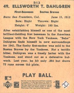 2003 Upper Deck Play Ball - 1941 Reprints #R-13 Babe Dahlgren Back