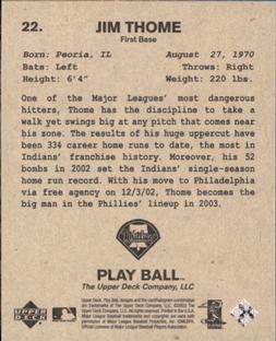 2003 Upper Deck Play Ball - 1941 Series #22 Jim Thome Back