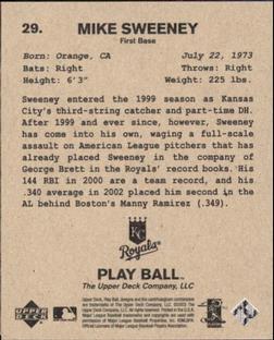 2003 Upper Deck Play Ball - 1941 Series #29 Mike Sweeney Back