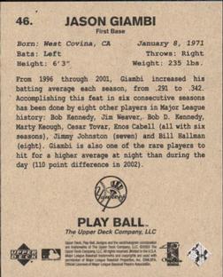 2003 Upper Deck Play Ball - 1941 Series #46 Jason Giambi Back