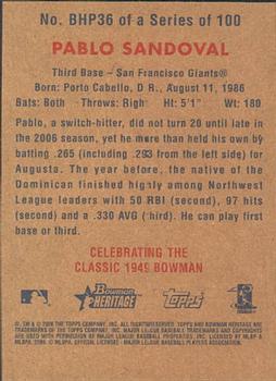 2006 Bowman Heritage - Prospects #BHP36 Pablo Sandoval Back