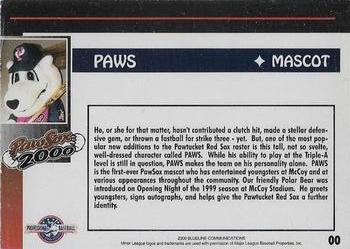2000 Blueline Q-Cards Pawtucket Red Sox #00 Paws Back