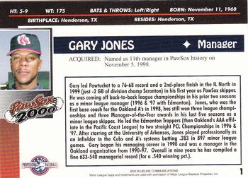 2000 Blueline Q-Cards Pawtucket Red Sox #1 Gary Jones Back