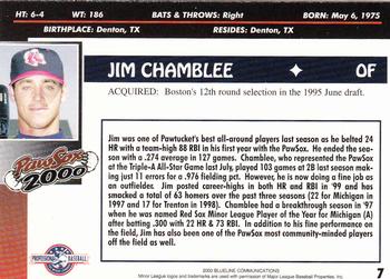 2000 Blueline Q-Cards Pawtucket Red Sox #7 Jim Chamblee Back