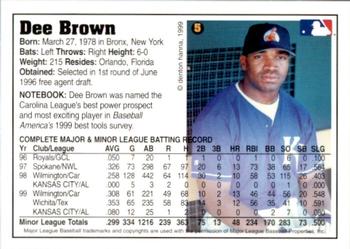 1999 Arizona Fall League Prospects #5 Dee Brown Back