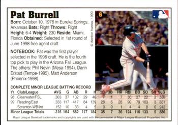 1999 Arizona Fall League Prospects #6 Pat Burrell Back