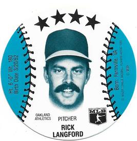 1985 Subway Discs #NNO Rick Langford Front