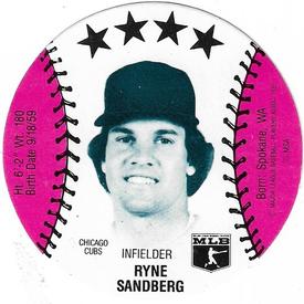 1985 Subway Discs #NNO Ryne Sandberg Front