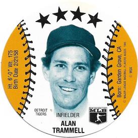 1985 Subway Discs #NNO Alan Trammell Front