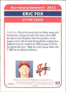 2012 Grandstand Harrisburg Senators #4 Eric Fox Back