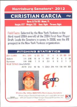 2012 Grandstand Harrisburg Senators #6 Christian Garcia Back