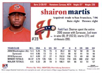 2011 Grandstand Harrisburg Senators #NNO Shairon Martis Back