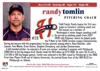 2011 Grandstand Harrisburg Senators #NNO Randy Tomlin Back
