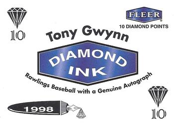1998 Fleer Tradition - Diamond Ink 10 Points #NNO Tony Gwynn Front