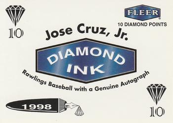 1998 Fleer Tradition - Diamond Ink 10 Points #NNO Jose Cruz, Jr. Front