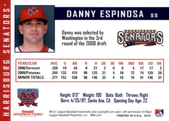 2010 Grandstand Harrisburg Senators #6 Danny Espinosa Back
