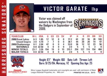 2010 Grandstand Harrisburg Senators #8 Victor Garate Back