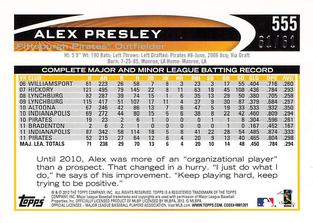 2012 Topps Mini - Gold #555 Alex Presley Back