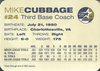 1999 Nabisco / Albertson's Houston Astros #NNO Mike Cubbage Back