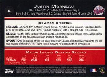 2009 Bowman Chrome #11 Justin Morneau Back
