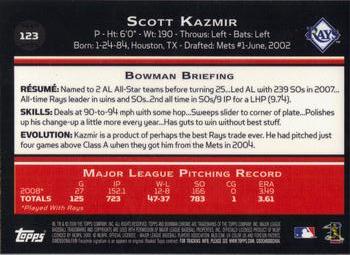 2009 Bowman Chrome #123 Scott Kazmir Back