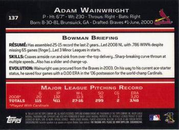 2009 Bowman Chrome #137 Adam Wainwright Back