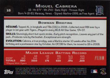 2009 Bowman Chrome #18 Miguel Cabrera Back