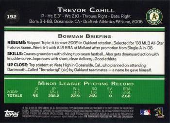 2009 Bowman Chrome #192 Trevor Cahill Back