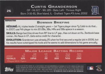2009 Bowman Chrome #26 Curtis Granderson Back