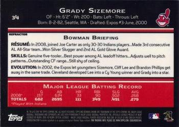 2009 Bowman Chrome #34 Grady Sizemore Back