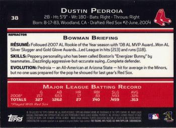 2009 Bowman Chrome #38 Dustin Pedroia Back