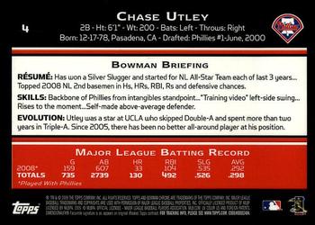 2009 Bowman Chrome #4 Chase Utley Back