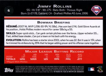 2009 Bowman Chrome #6 Jimmy Rollins Back