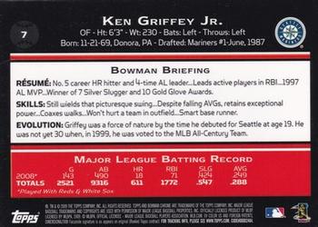 2009 Bowman Chrome #7 Ken Griffey Jr. Back