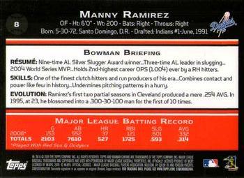 2009 Bowman Chrome #8 Manny Ramirez Back