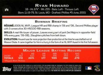2009 Bowman Chrome #14 Ryan Howard Back