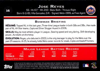 2009 Bowman Chrome #16 Jose Reyes Back