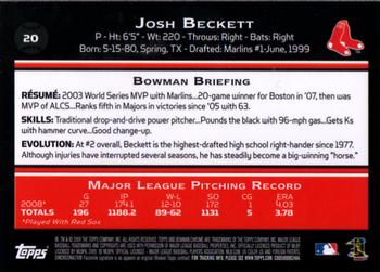 2009 Bowman Chrome #20 Josh Beckett Back