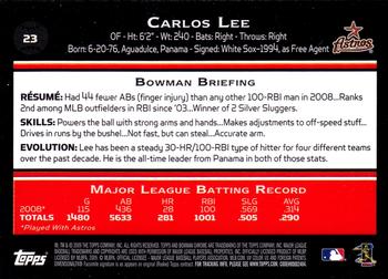 2009 Bowman Chrome #23 Carlos Lee Back