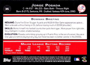 2009 Bowman Chrome #35 Jorge Posada Back