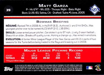 2009 Bowman Chrome #39 Matt Garza Back