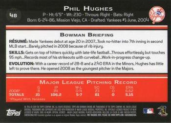 2009 Bowman Chrome #48 Phil Hughes Back